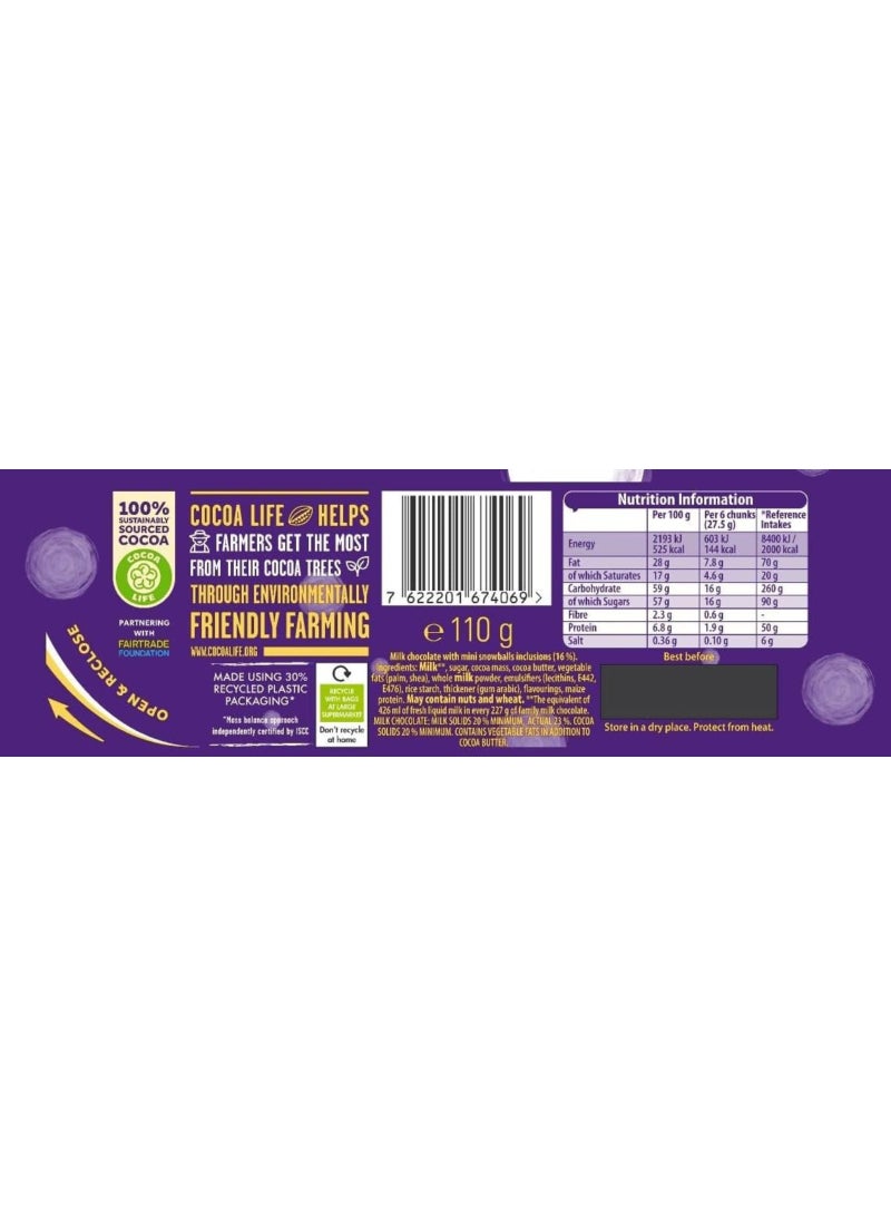 Cadbury Mini Snowballs Bar 110g - Image 2