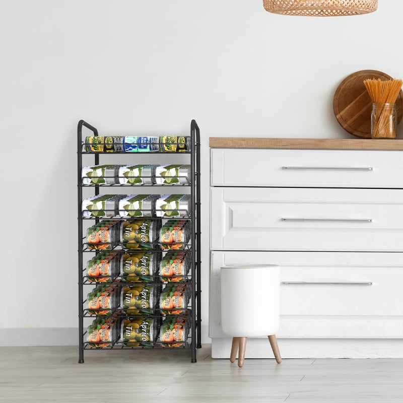 Vrisa Can Organizer for Pantry 7-tier Can Rack Organizer Metal Can Storage Dispenser Rack Holds up to 84 Cans for Canned Food Kitchen Cabinet or Pantry Shelf Black - Image 5