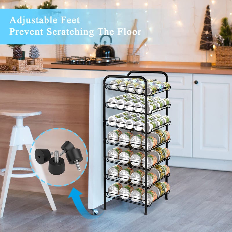 Vrisa Can Organizer for Pantry 7-tier Can Rack Organizer Metal Can Storage Dispenser Rack Holds up to 84 Cans for Canned Food Kitchen Cabinet or Pantry Shelf Black - Image 4