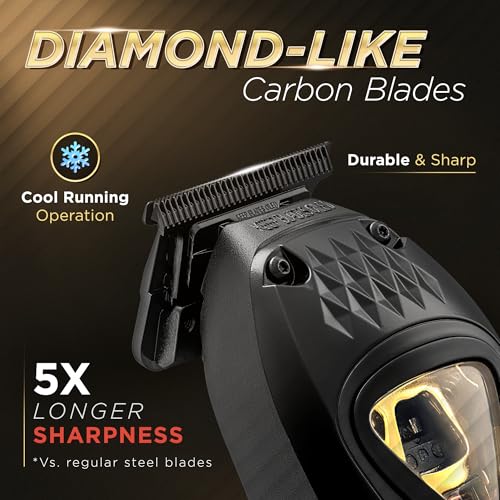 Fagaci Professional Zero Gapped Trimmer for Men, High Torque Vector Motor Cordless Beard Trimmer for Men, T Liners Professional Trimmers for Barbers with DLC Blades, Zero Gap Trimmers Barber T Blade - Image 3