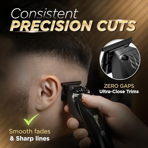 Fagaci Professional Zero Gapped Trimmer for Men, High Torque Vector Motor Cordless Beard Trimmer for Men, T Liners Professional Trimmers for Barbers with DLC Blades, Zero Gap Trimmers Barber T Blade - Image 5