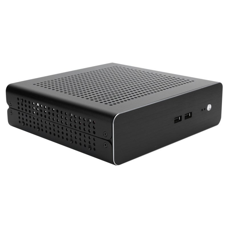 علبة ألومنيوم HTPC Mini-ITX 17x17 سم - هيكل خارجي كامل من الألومنيوم - دعم قرصين صلبين قياس 2.5 بوصة - هيكل حاسوب مكتبي لغرفة المعيشة - Image 2