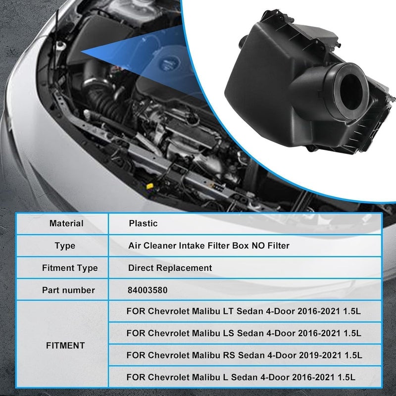 Sekeseauto صندوق فلتر سحب الهواء Sekeseauto لسيارة شيفروليه ماليبو 1.5L LT LS L سيدان 2016-2021 RS سيدان 2019-2021 - Image 3