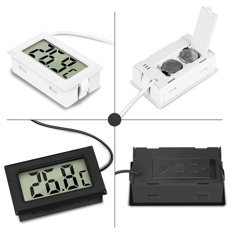 Thlevel 4x Digital LCD Thermometer Temperature Monitor with External Probe for Fridge Freezer Refrigerator Aquarium (2x Black 2x White) - Image 2