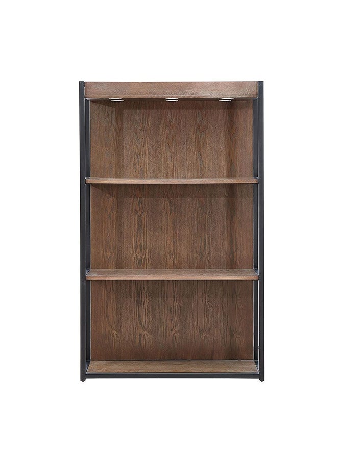 DANUBE HOME Aero 3 Tier Bookcase/Display Cabinet With Led Modern Design Organiser Cupboard Multifunctional Display Rack Bookcase For Home Office L 110x40x180 cm  Dark Oak/Black  - Image 2