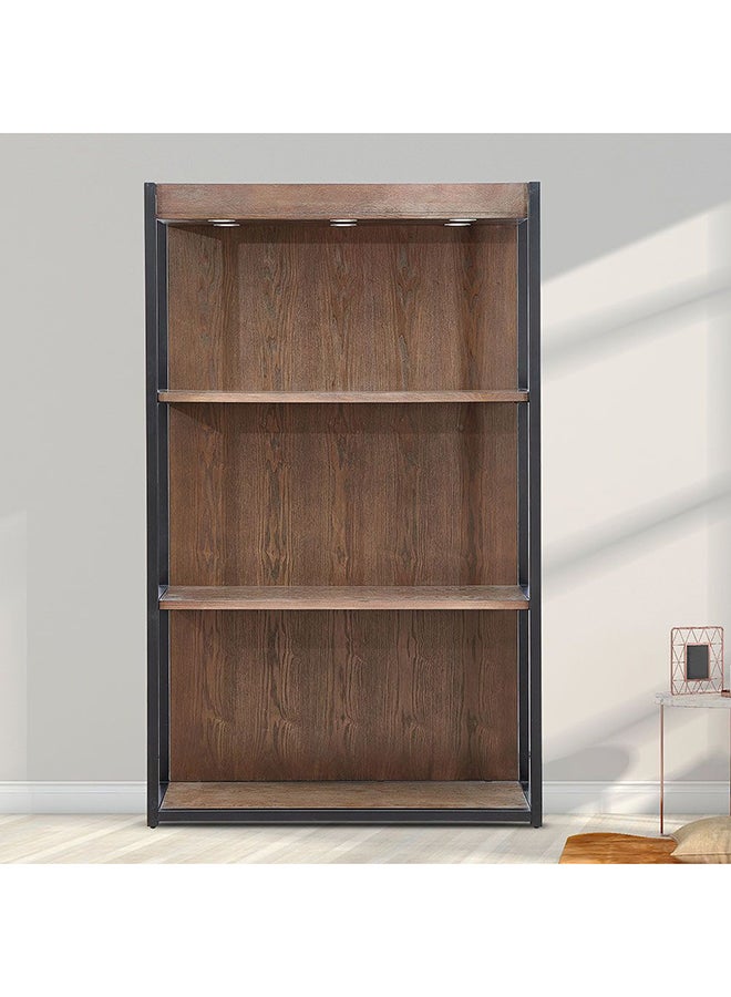 DANUBE HOME Aero 3 Tier Bookcase/Display Cabinet With Led Modern Design Organiser Cupboard Multifunctional Display Rack Bookcase For Home Office L 110x40x180 cm  Dark Oak/Black  - Image 1