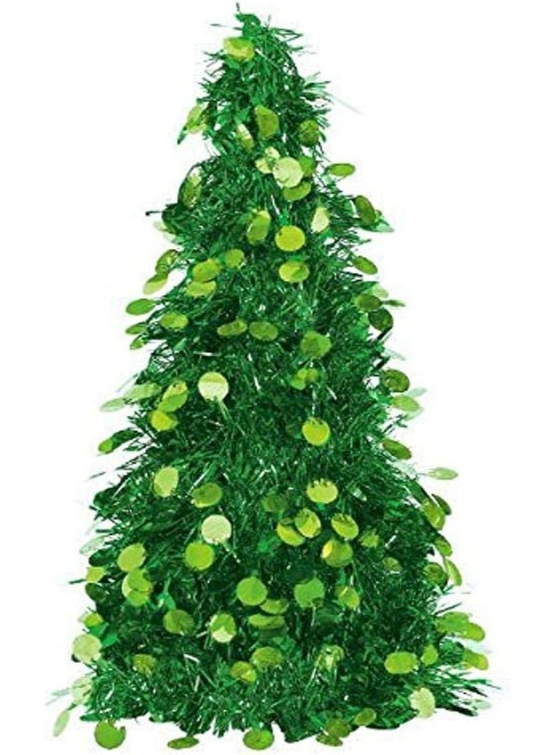 أمسكان شجرة عيد الميلاد الخضراء الكبيرة المزينة بالترتر