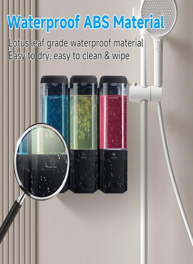 GlintGath Shampoo and Conditioner Dispenser,GlintGath Shower Dispenser 3 Chamber No Drill Shampoo Dispenser for Shower Wall Mounted Shower Soap Dispenser for Bathroom Hotel,Large Capacity 3 * 500ML,Black - Image 5