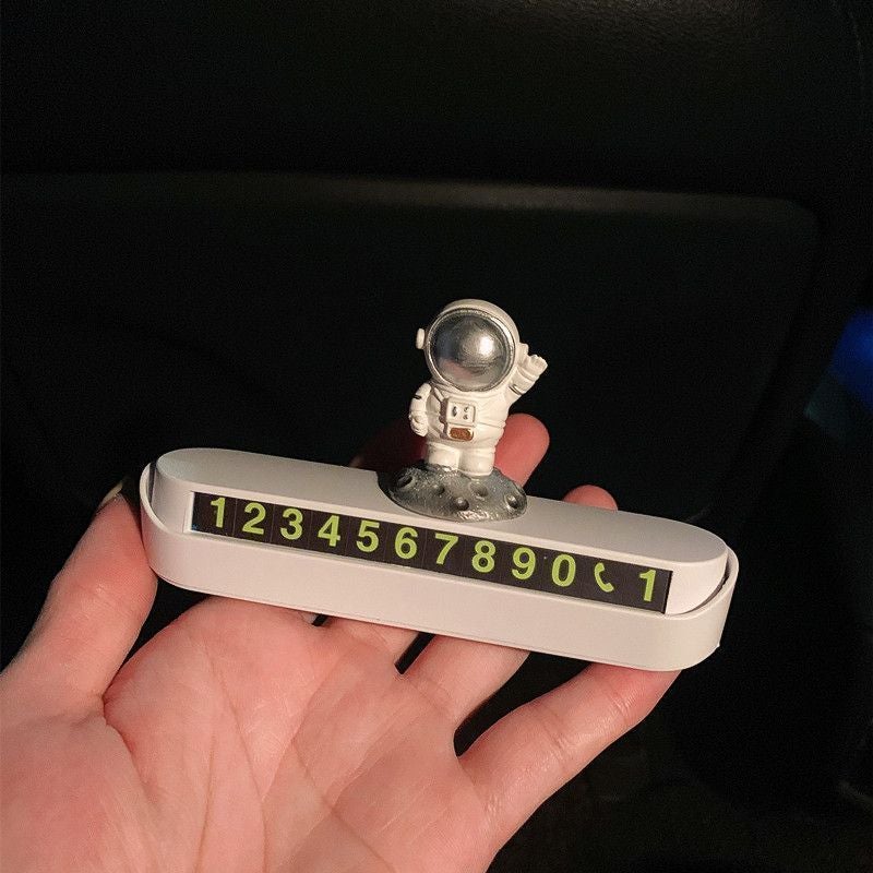 Temporary Car Parking Phone Number Plate Mobile Car Card Drill Hidden Cute Astronaut Car Net Red Ornaments Female - Image 1