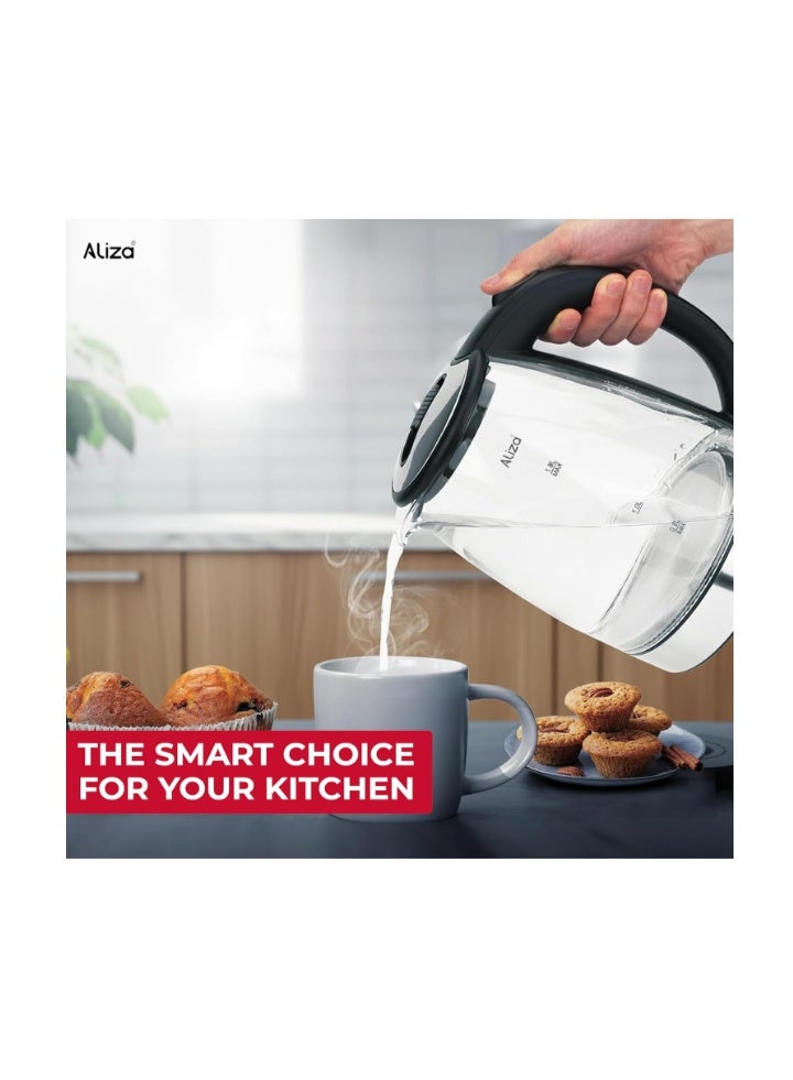 Aliza Electric Kettle 1.7 L - Rapid Boil & Quite Glass Kettle with 2000W Power - LED Indicator, Auto Shut Off & Boil-Dry Protection By AlizaElectric Kettle 1.7 L - Rapid Boil & Quite Glass Kettle with 2000W Power - LED Indicator, Auto Shut Off & Boil-Dry Protection By Aliza - Image 3