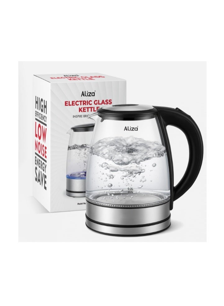 Aliza Electric Kettle 1.7 L - Rapid Boil & Quite Glass Kettle with 2000W Power - LED Indicator, Auto Shut Off & Boil-Dry Protection By AlizaElectric Kettle 1.7 L - Rapid Boil & Quite Glass Kettle with 2000W Power - LED Indicator, Auto Shut Off & Boil-Dry Protection By Aliza - Image 1