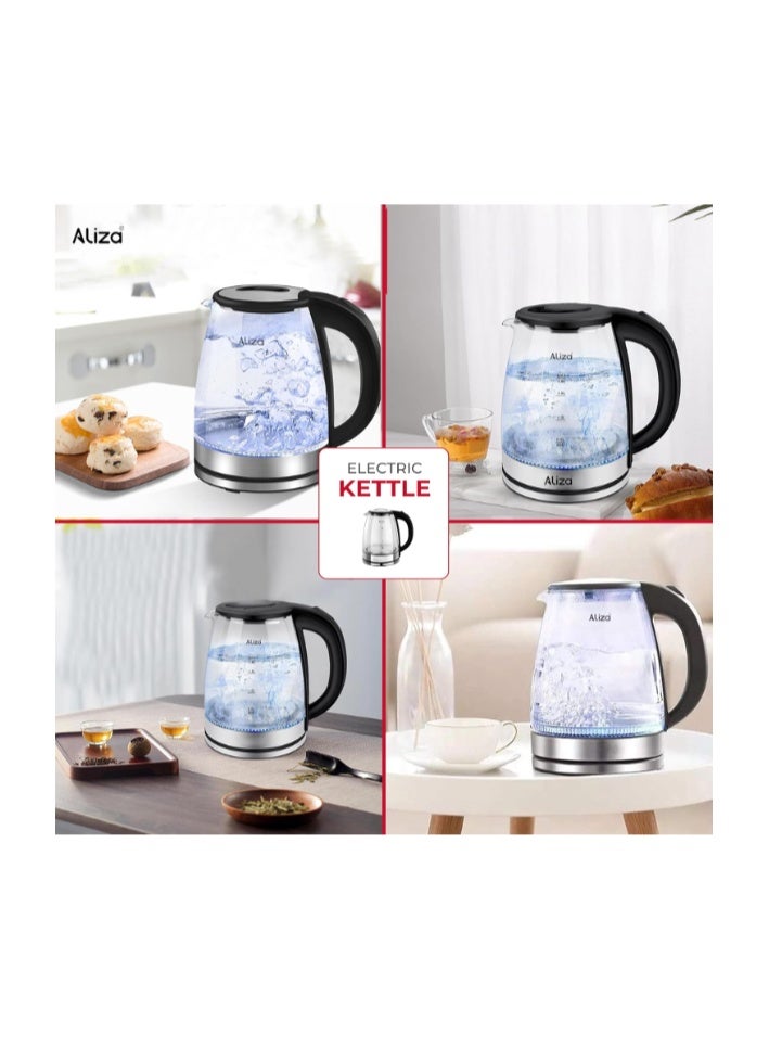 Aliza Electric Kettle 1.7 L - Rapid Boil & Quite Glass Kettle with 2000W Power - LED Indicator, Auto Shut Off & Boil-Dry Protection By AlizaElectric Kettle 1.7 L - Rapid Boil & Quite Glass Kettle with 2000W Power - LED Indicator, Auto Shut Off & Boil-Dry Protection By Aliza - Image 5