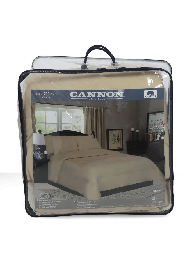 Cannon 4-Piece Ultra Soft Dyed Cotton Twin Comforter Set Beige  40 x 25 x 50 cm CNON CT4PCCTTNPL