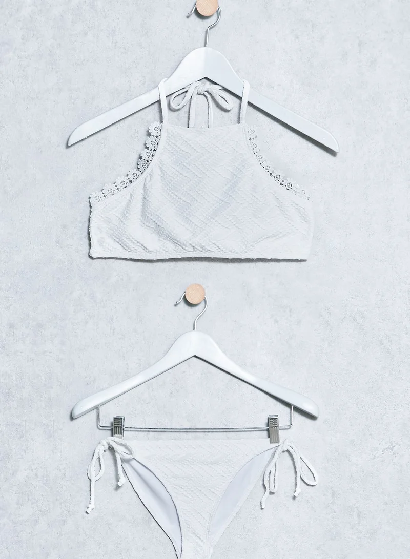 Missguided Textured Crochet Trim Bikini Set