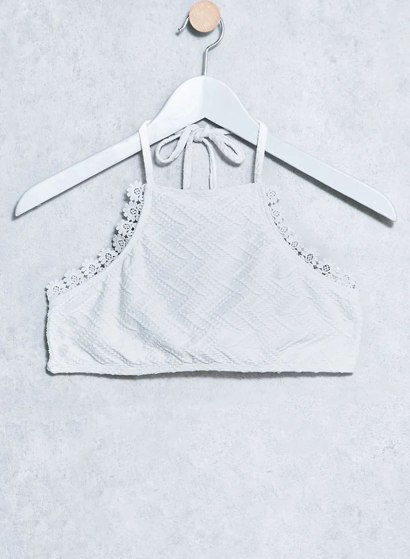 Missguided Textured Crochet Trim Bikini Set