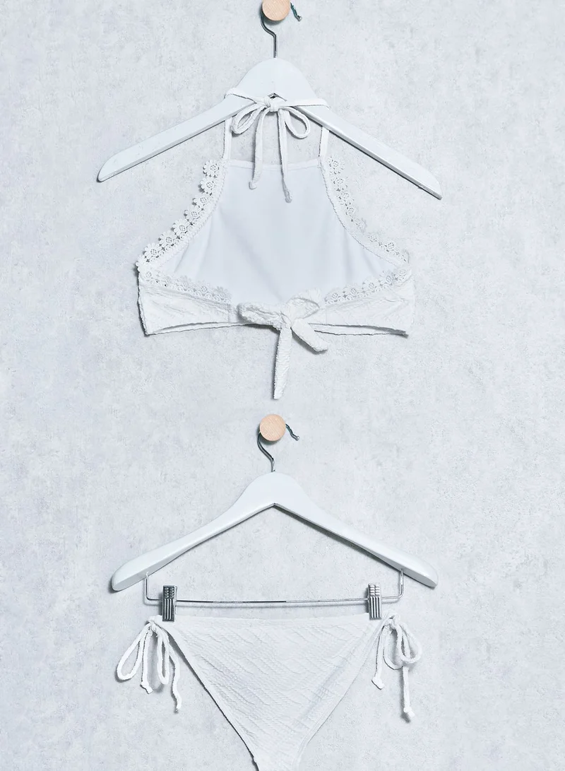 Missguided Textured Crochet Trim Bikini Set