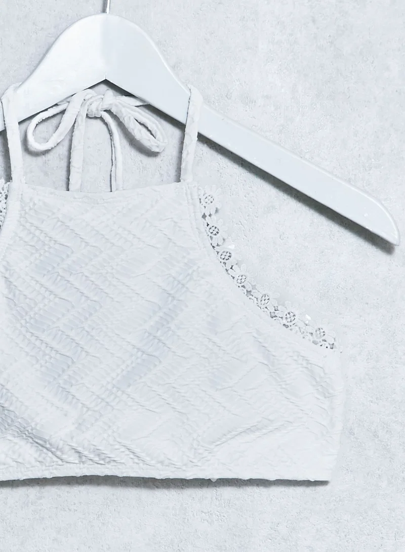 Missguided Textured Crochet Trim Bikini Set