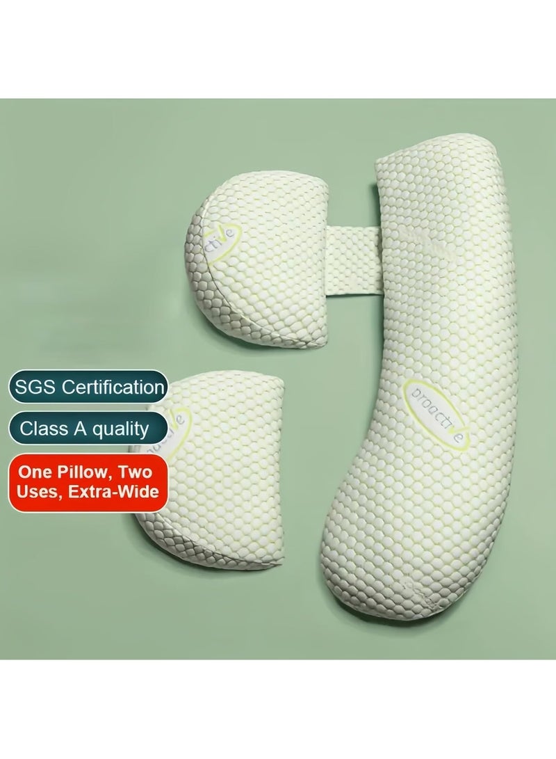 RATSAW Pregnancy Pillows for Sleeping Adjustable Maternity Pillow Full Body Pillow with Washable Cover Support Pillow for Pregnant Women Green - Image 2
