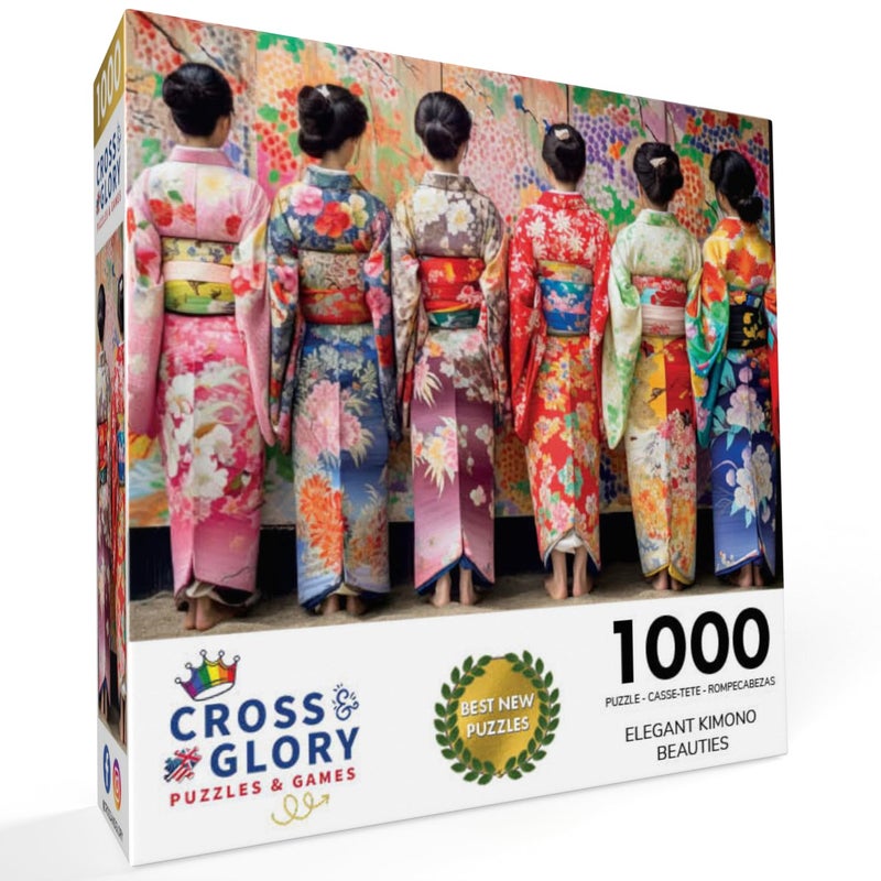 Cross & Glory - Elegant Kimono Beauties - 1000 Piece Artistic Jigsaw Puzzle for Adults | Vibrant Colors | Cultural Art | Premium Quality | Brain Exercise and Home Decor - Image 2