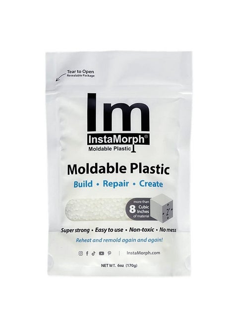 InstaMorph | Thermoplastic Beads, Meltable Polymorph Pellets | Lightweight Modeling Compound for DIY Crafts, Sculpting, Cosplay Accessories | Temporarily Repair | Six Ounce White