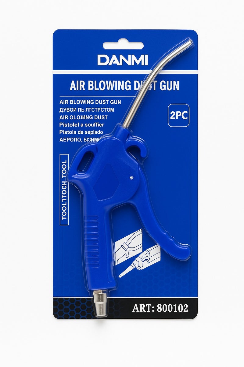 DANMI Air Blowing Dust Gun – 2 Pieces (Gun + Bent Metal Nozzle) with Metal Coupler – Blue – ART:800102 - Image 1