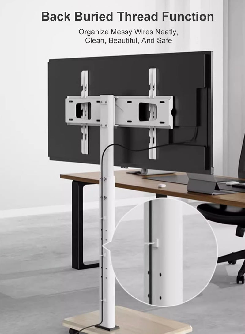 Fh Rolling TV Floor Stand for 26 to 70 inch TVs with 2-Shelf Storage Trays,Portable Mobile Cart with Wheels, with Swivel Mount,Corner Universal Stands for Bedroom, Outdoor - Image 4