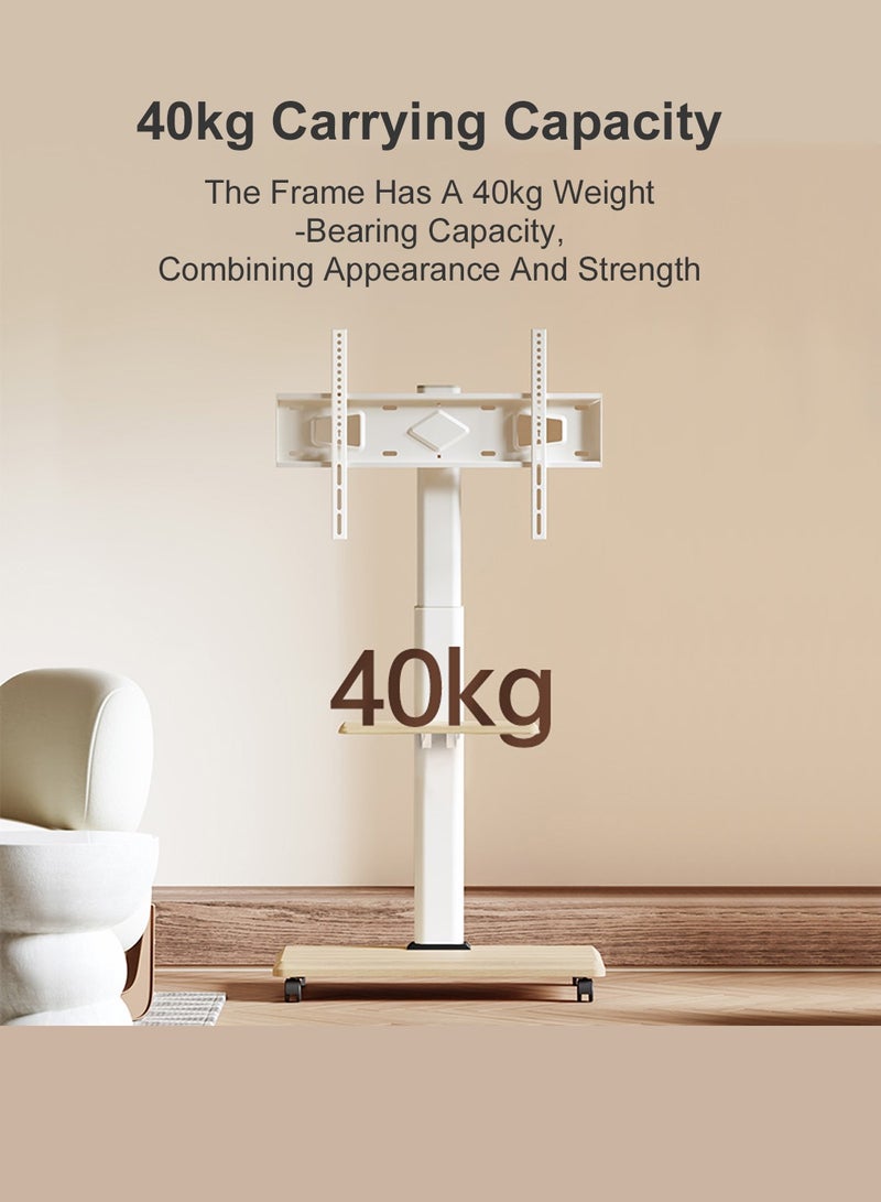 Fh Rolling TV Floor Stand for 26 to 70 inch TVs with 2-Shelf Storage Trays,Portable Mobile Cart with Wheels, with Swivel Mount,Corner Universal Stands for Bedroom, Outdoor - Image 2