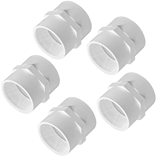 Fitvell 1-1/4" PVC Pipe Fitting Adapter Connector Union Coupling Schedule 40 (Slip Socket x NPT Female Pipe Thread), Pack of 5 - Image 1