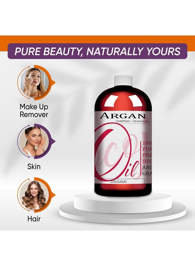 cocojojo Argan Oil -Cold Pressed 16 oz Pure Natural Extra Virgin Unrefined Argan Moroccan Marrakesh Oil Moisturizer Hair Face Lips Body Scalp Skin Hair - Image 3