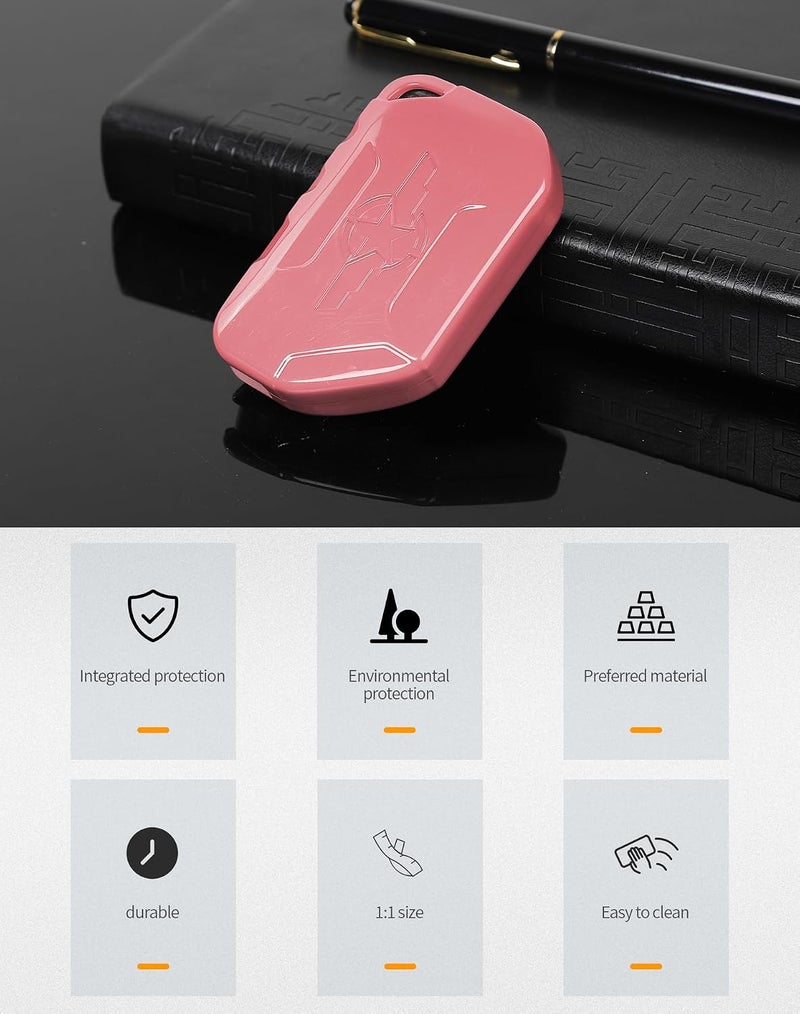Hoolcar Key Fob Cover Case Key Holder Shell Remote Control Smart Key Fob Protector Compatible with Jeep Wrangler JL JLU & Gladiator JT 2018-2025, Pink - Image 5