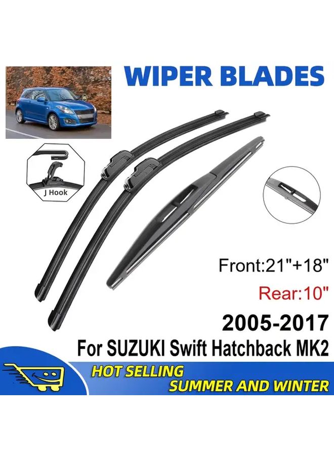 Suzuki Swift Windshield Wiper Set Front and Rear 3PCS Kit for Hatchback MK2 2005 2017 - Image 1