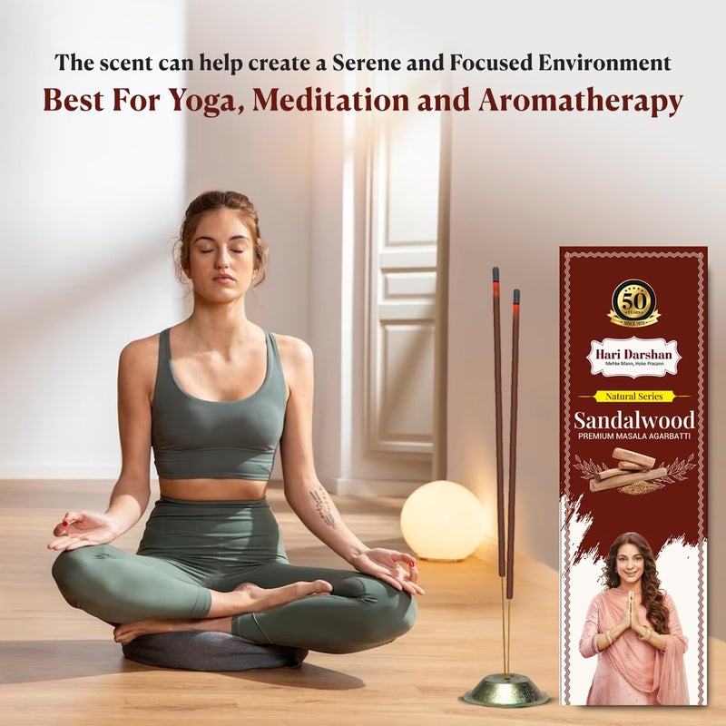 Hari Darshan Hari Darshan Sandalwood Premium Masala Agarbatti Natural Incense Sticks Pack of 3 Approx 120 Sticks 40 Sticks60gm Per Pack Long Lasting Fragrance for Daily Pooja Havan Meditation and Yoga  - Image 5