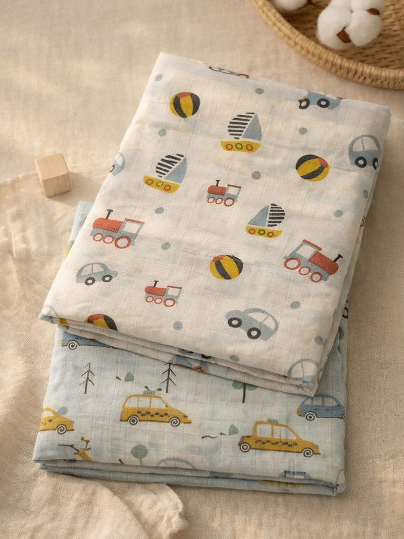 Nautinati Nautinati Baby Boys' Muslin 100% Cotton Pack of 2 All-over Print Woven Swaddles