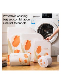 SYOSI Mesh Laundry Bags, 5 Sizes, Zippered Mesh Wash Bags, Tulip Printed, Large Delicates Bag for Washing Machine, Garment Bags for Laundry, Laundry Bags for Bra Underwear Blouse Pants (Orange)  - Image 5