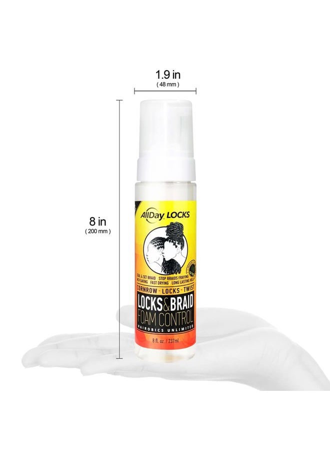 AllDay Locks Braid Foam | Long Lasting Mousse for Style & Shine | No Frizz or Fraying | Moisturizes & Seals Braids, Locks, Twists, Cornrows | 8 oz - Image 3