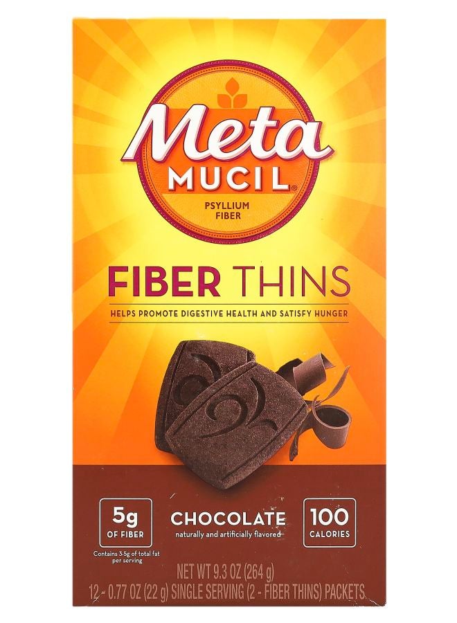 Metamucil Fiber Thins Chocolate 12 Packets 0.77 oz (22 g) Each