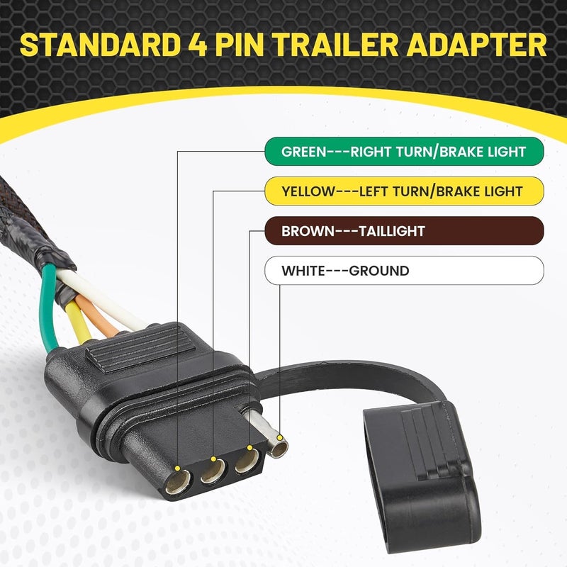 Oyviny Custom 4 Pin Trailer Wiring Harness 55363 for 1998-2006 Jeep TJ/Jeep Wrangler, Plug&Play TJ Trailer Wiring 80 Inches - Image 4