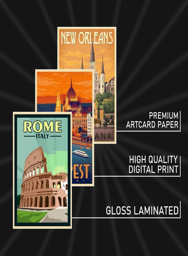 SAW Vintage City Posters Wall Poster - Pack Of 54 | 4 x 6 Inches | Aesthetic Artwork Posters | Wall Decor For Living Room, Bedroom, Home And Office - Image 2