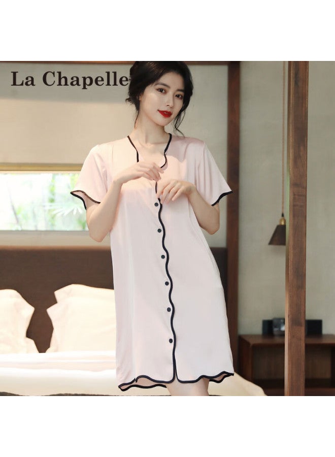 La Chapelle Ice Silk Pajamas Autumn Women's Imitation Silk High-end Nightgown Homewear Gift Box - Image 4