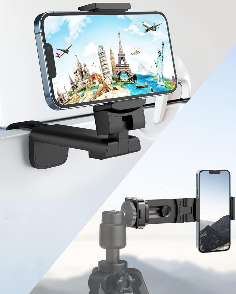 MiiKARE Travel Essentials Airplane Phone Holder, Universal Handsfree Phone Mount for Flying with 360 Degree Rotation, Travel Must Haves Phone Stand for Desk, Tray Table, Pro - Image 1