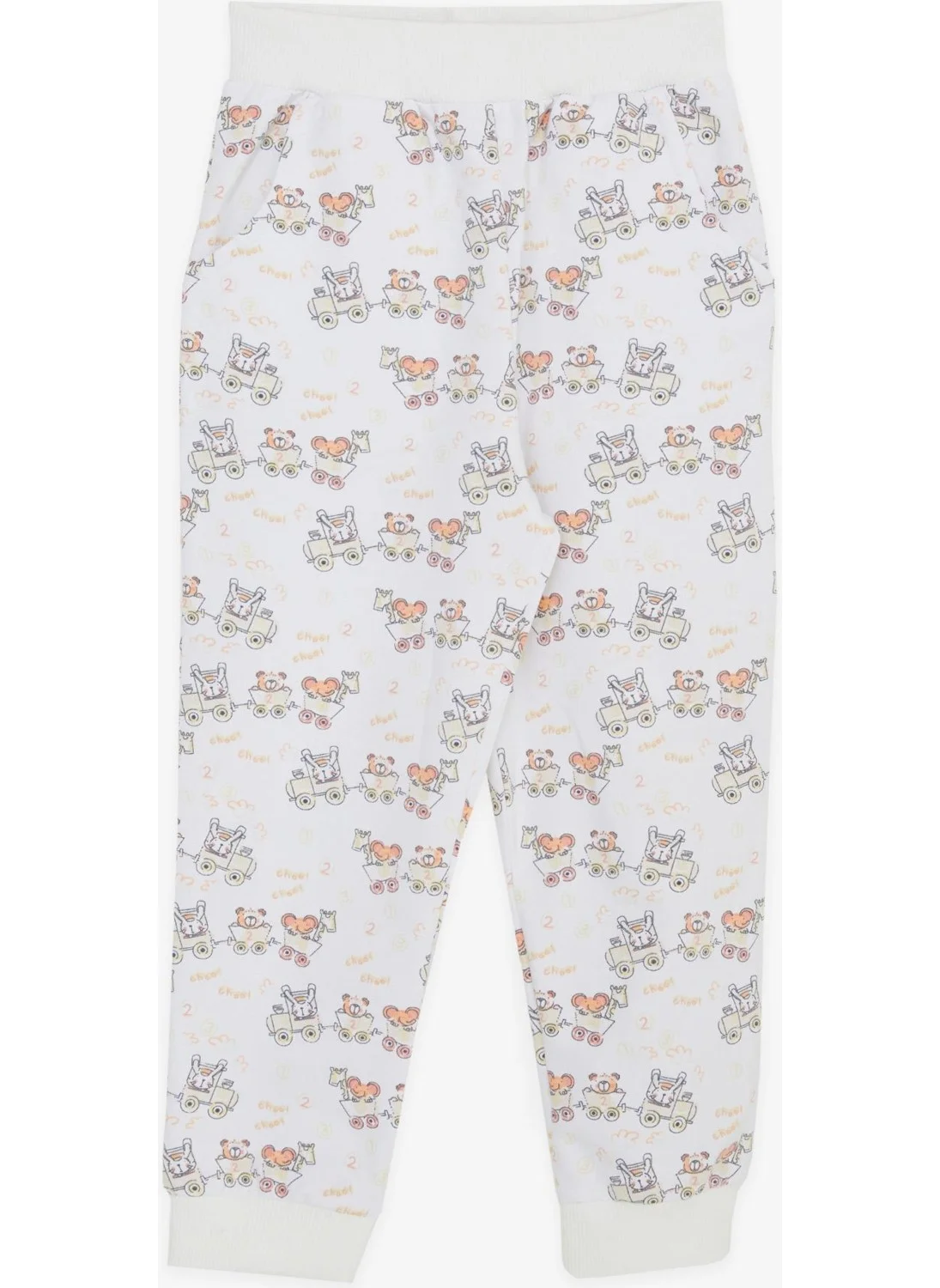 Breeze Boy's Sweatpants Cheerful Animals Patterned 1-4 Years, White
