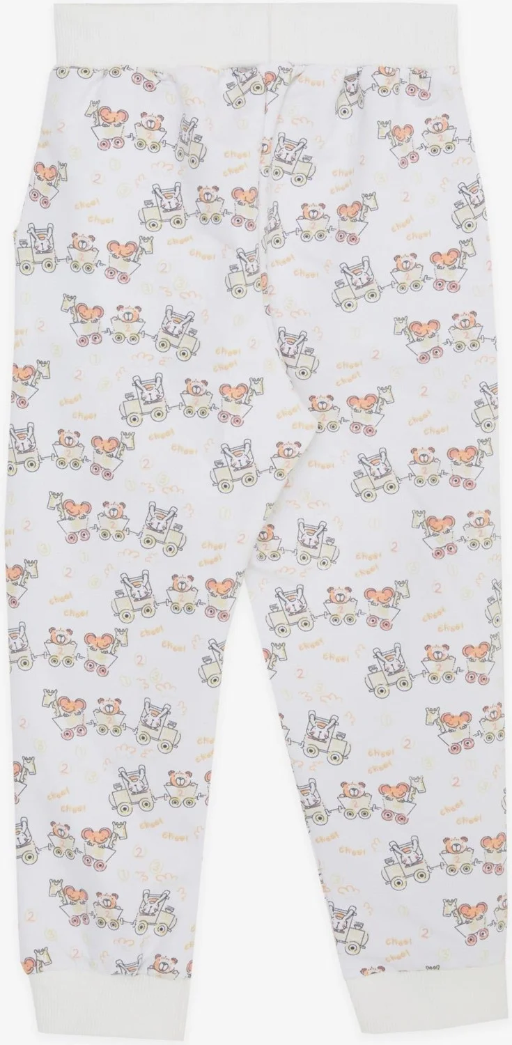 Breeze Boy's Sweatpants Cheerful Animals Patterned 1-4 Years, White