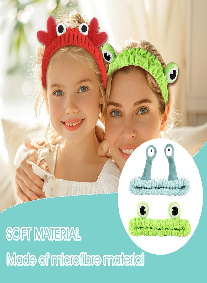WY LIGHTING LEVEL 3 Pieces Face Wash Hairband Spa Headband Facial Makeup Hair Band Skincare Head Wraps Cartoon Elastic Head Band Cute Frog Snail Crab Creative Hair Accessories for Shower Beauty Sports - Image 5
