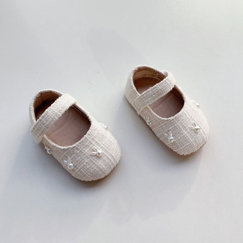 2024 Summer Baby Girl Princess Shoes with Soft Sole and Magic Tape White