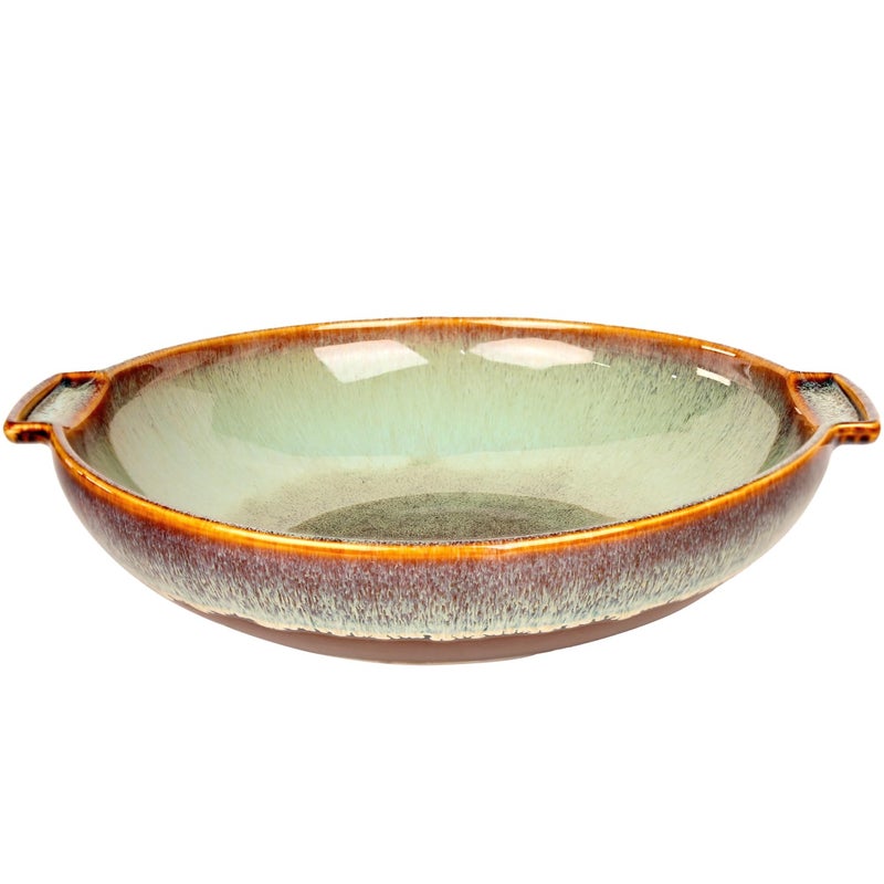 jinsongdafa Round Casserole Dish, 2.5 Qt Ceramic Au gratin Baking Dish, Baking Pan with Handles or for mixing, salad, pasta bowl, Best gift for those who love baking, Microwave, Oven safe - Image 1