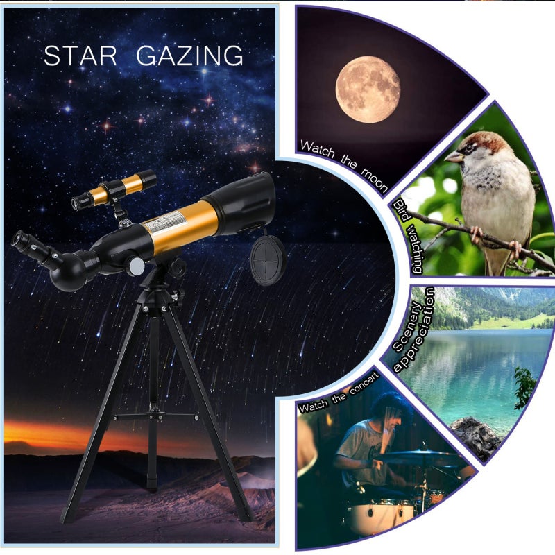 Astronomical Telescope: 50mm Aperture 360mm Focal Length 90x Max Power - High Magnification Clear Coated All-Glass Optics Portable Telescope for Space Exploration, Student Nature Observation, Travel - Image 4