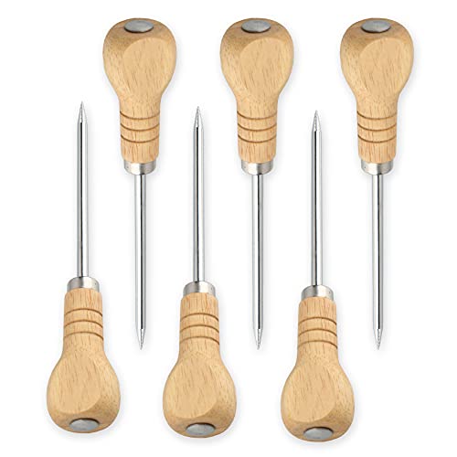 Yzurbu 6pcs Ice Pick for Breaking Ice, Stainless Steel Ice Pick Tool with Safety Wooden Handle for Kitchen - Image 1