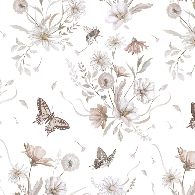Vinjiasin Peel and Stick Wallpaper Floral Wallpaper Boho Flower Contact Paper Vintage Colorful Removable Self Adhesive Wall Paper for Bathroom Bedroom Flower Leaf Butterfly Bee 173x 787