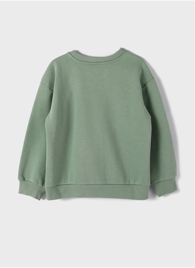 LC WAIKIKI Crew Neck Printed Long Sleeve Girl Sweatshirt  - Image 2
