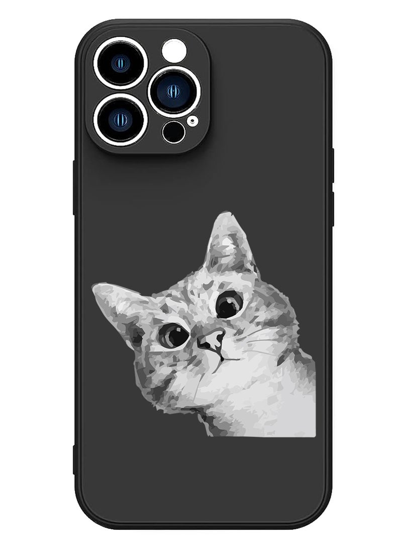Theodor Protective Slim Fit Case Liquid Silicone Cover with Full Body Protection Anti-Scratch Shockproof Case For iPhone 13 Pro Max Black  - Cat pumpkin Halloween-01 - Image 1